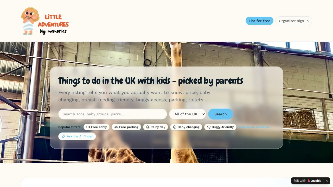 Little Adventures homepage